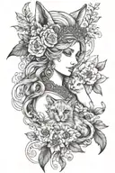 freya goddess bust with small cat  tattoo design idea