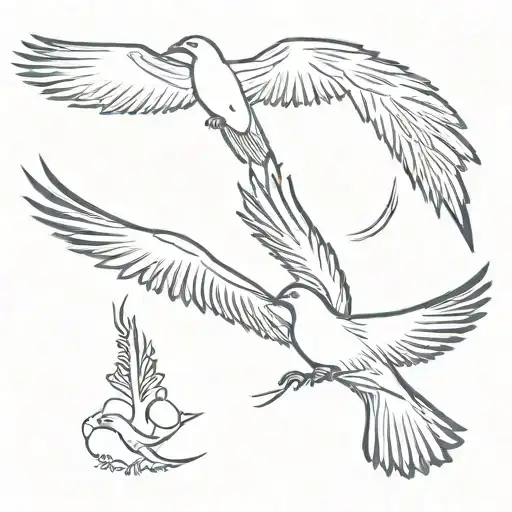 Hugin & Munin flying torwards each other tattoo design idea