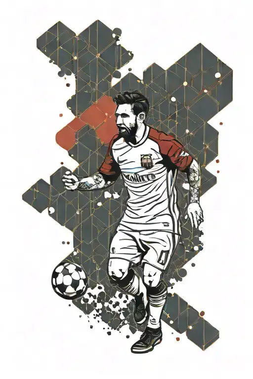 A minimalist design featuring Messi's silhouette and the FC Barcelona colors tattoo design idea