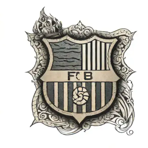 Symbolic tattoo of the FC Barcelona crest intertwined with football elements tattoo design idea