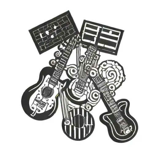 dart flights lego music cards forming musical notes tattoo design idea