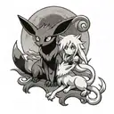 umbreon and absol under the moon tattoo design idea