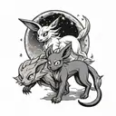 umbreon and absol under the moon tattoo design idea