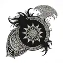 aztec calendar black ink shaded background  tattoo design idea