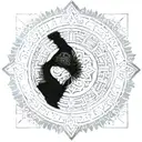 aztec calendar black ink shaded background  tattoo design idea