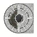 aztec calendar black ink shaded background  tattoo design idea