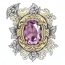 Gold ring with an amethyst set tattoo design idea