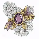 Gold ring with an amethyst set tattoo design idea