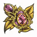 Gold ring with an amethyst set tattoo design idea