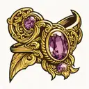 Gold ring with an amethyst set tattoo design idea
