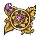 Gold ring with an amethyst set tattoo design idea