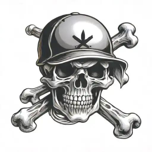 baseball skull crossbones  tattoo design idea