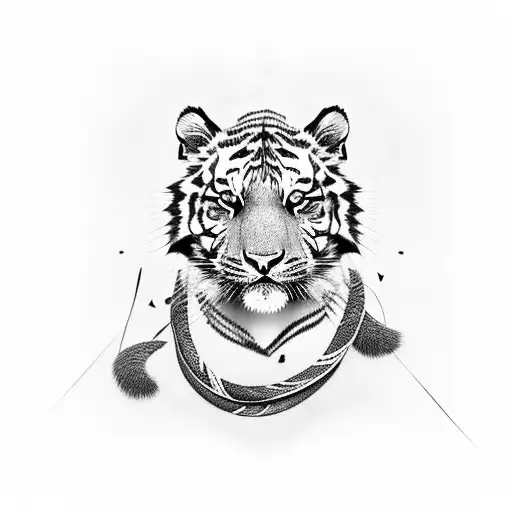 Tiger cub with a bandana on its head tattoo design idea