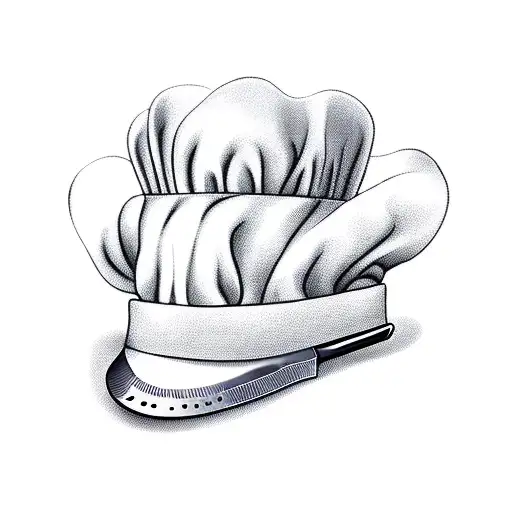chef hat with knife and vegetables  tattoo design idea