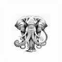 elephant with octopus  tattoo design idea