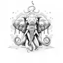 elephant with octopus  tattoo design idea