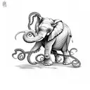 elephant with octopus  tattoo design idea