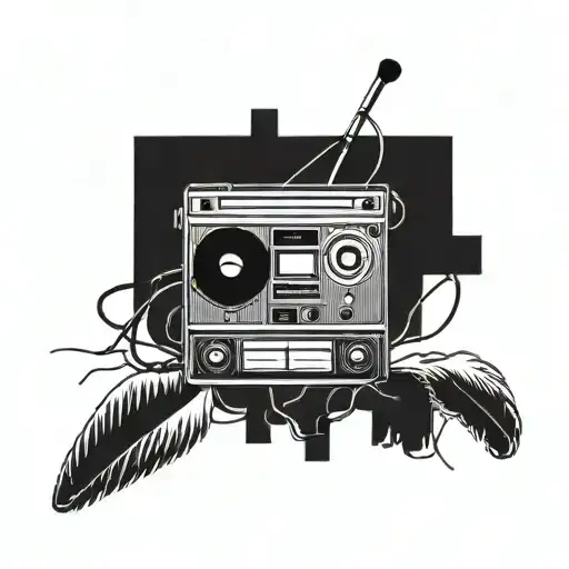 Incorporate a microphone and a boombox in a cassette tape design tattoo design idea