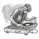A sketch of a DJ mixing hip hop beats on a turntable tattoo design idea