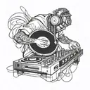 A sketch of a DJ mixing hip hop beats on a turntable tattoo design idea