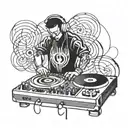 A sketch of a DJ mixing hip hop beats on a turntable tattoo design idea