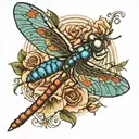 dragonfly flying tattoo design idea