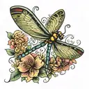 dragonfly flying tattoo design idea