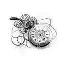 A broken pocket watch that is covered in vines tattoo design idea