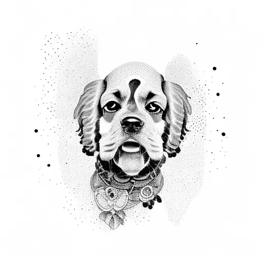 silhouette of a women with an english cocker spaniel tattoo design idea