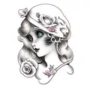 victorian porcelain doll black and grey tattoo design idea