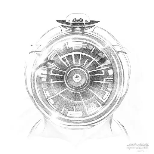 Fly-fishing reel with a Star Wars-inspired design tattoo design idea