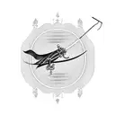 Fly-fishing lure with a samurai sword handle tattoo design idea
