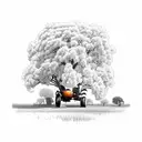 A country landscape with a majestic eucalyptus tree in the foreground. and a tractor working the land in the background tattoo design idea