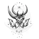 cute devil in ice skates tattoo design idea