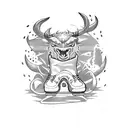 cute devil in ice skates tattoo design idea