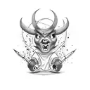 cute devil in ice skates tattoo design idea