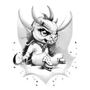 cute devil in ice skates tattoo design idea