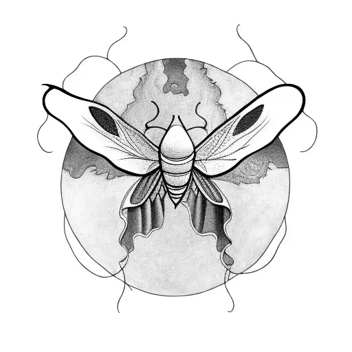 A blackwork tattoo of a Luna moth emerging from a cocoon, symbolizing growth and transformation tattoo design idea