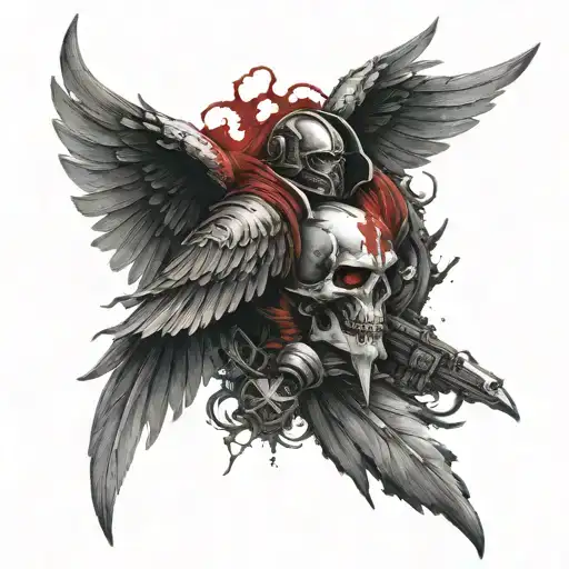 blood angel's chapter symbol from Warhammer 40k universe tattoo design idea