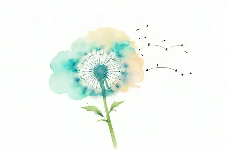 dandelion blowing tattoo design idea