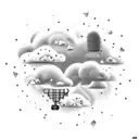 Garden tools clouds scrolk tattoo design idea