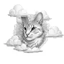 Garden tools clouds scrolk tattoo design idea