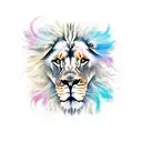 Lion with never give up tattoo design idea