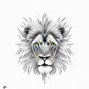 Lion with never give up tattoo design idea