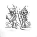 lulus pixie and jinx weapons from league of legends tattoo design idea