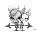 lulus pixie and jinx weapons from league of legends tattoo design idea