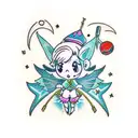 lulus pixie with jinx weapons from league of legends tattoo design idea