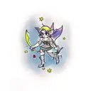 lulus pixie with jinx weapons from league of legends tattoo design idea