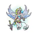 lulus pixie with jinx weapons from league of legends tattoo design idea