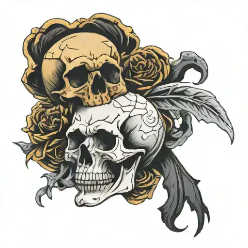 Skull and souls tattoo design idea